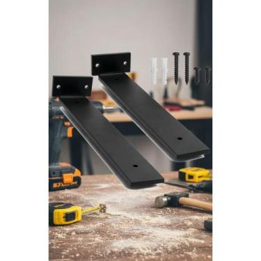 Imagem de Mão Francesa Invisível 25cm Preta Reforçada  Suporte Pratel - Congratu