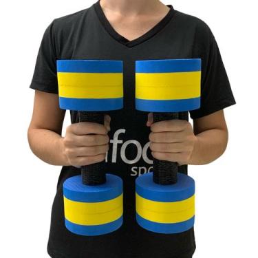 Imagem de Halter de Hidroginástica Redondo em EVA DF4016-AZ 2-3Kg Azul/Amarelo D