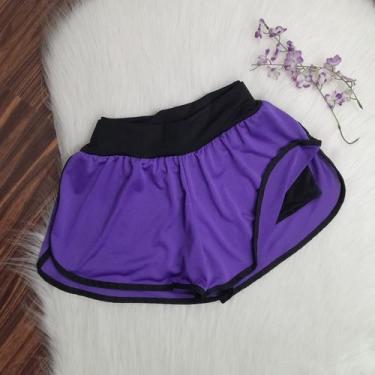 Imagem de Short Duplo Suplex e Dryfit Academia Fitness - Bella fitness, Roxo, G