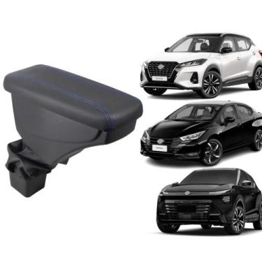 Imagem de Apoio De Braço Nissan Kicks Couro Grafite Costura Azul - GPI Automotiv