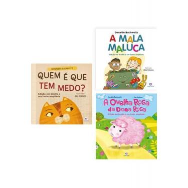 Imagem de KIT EM BRAILLE: A Mala Maluca + A Ovelha Rosa da Dona Rosa + Quem é Qu