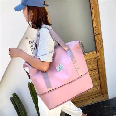 Imagem de Bolsa De Viagem Multifuncional Dobrável De Grande Capacidade Impermeável Bolsa Para Viagem Bolsa Viagem Rosa