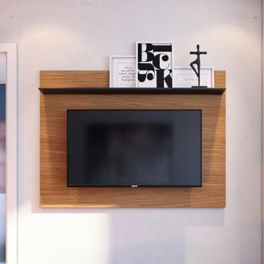 Imagem de Painel para TV até 55 Polegadas Maia Sala de Estar Noce Milano Preto Fosco Colibri