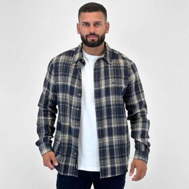 Imagem de Camisa Invicci Xadrez Flanela Manga Longa Masculina, G, Marinho