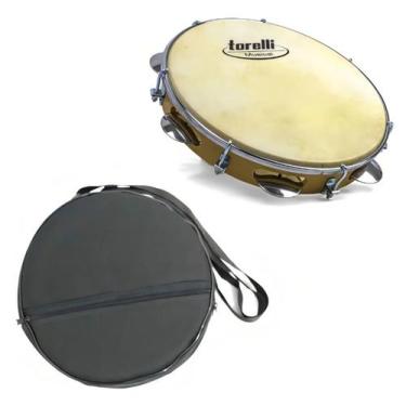 Imagem de Pandeiro 10" Injetado Abs Pele Animal Torelli Com Capa Luxo