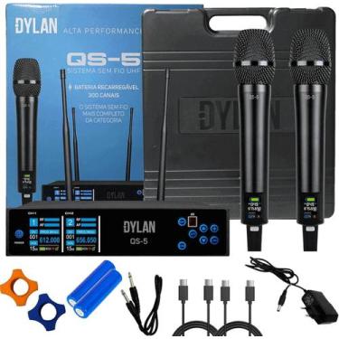 Imagem de Microfone Duplo UHF Sem Fio Dylan QS-5 Com 300 Canais