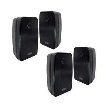 Imagem de COMP Kit 2 Pares de Caixas de Som Ambiente 70W 8Ohms Pretas Resistente