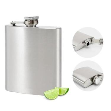 Imagem de Cantil Porta Bebida De Bolso 235ml Inox 8oz Whisky Vodka Luxo - Jodi