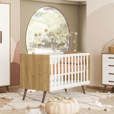 Imagem de Berço Mini Cama 92x74x133 cm Q Encanto Retrô Freijo Toq/Branco Acetina