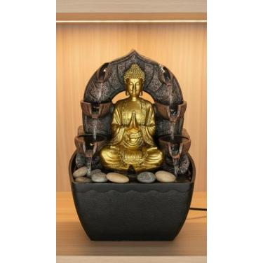 Imagem de Fonte Decorativa de Mesa Buda Resina com LED 18cm - Congratulations St