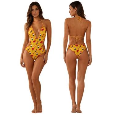 Imagem de Maiô Feminino Engana Mamãe Com Bojo Estampado e Calcinha Empina Bumbum