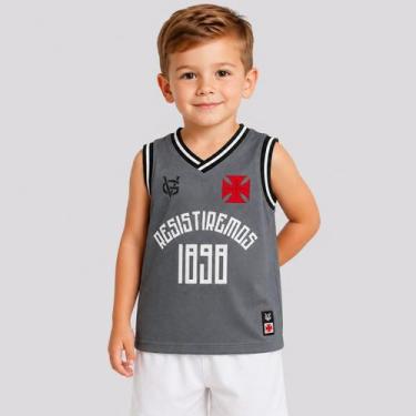 Imagem de Regata Vasco Resistiremos Infantil Cinza - Spr, 6 ANOS