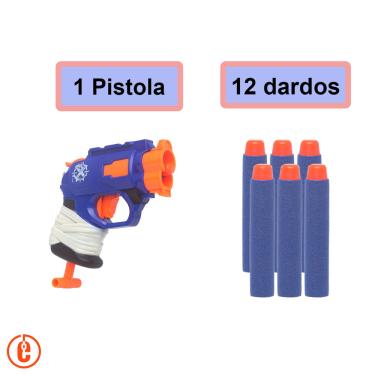 Pistola Lançadora Dardos Tipo Nerf Vermelha 12 Dardos e 4 latinhas