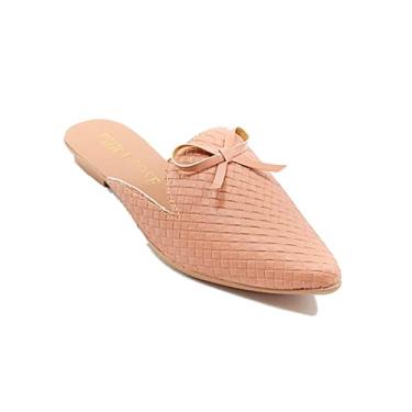 Imagem de Mule Sapatilha Feminina - Tressê - Napa Nude - Laço Nude Tamanho:40;Cor:Rosa