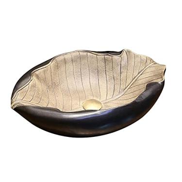 Imagem de jinyi2016SHOP Pias de vaso de banheiro pia pia bancada pia pia de bancada - formato exclusivo de folha porcelana cerâmica lavatório pia pia banheiro pia banheiro (cor: A)