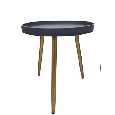 Imagem de Mesa de centro pequena para sala de estar, mesa de canto para ambientes externos, cinza
