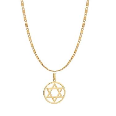 Imagem de Corrente Masculina Rommanel Banhado Ouro Pingente Estrela De Davi