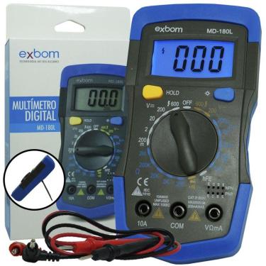 Imagem de Multímetro Digital Profissional Portátil com Cabo Multi Teste Exbom MD-180L