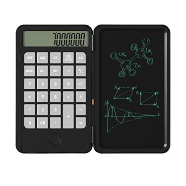 Imagem de lifcasual Calculadora com 6 "Writing Tablet portátil Dobrável Smart Apagável LCD Gráficos Handwriting Pad Board Bateria recarregável Desktop Calculators Display de 12 dígitos para alunos Crianças Office