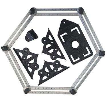 Imagem de Regua Angular Alumínio com Gabarito Furos 25-32-45-55-65