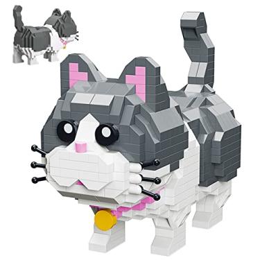 Imagem de Myweyde Conjunto de blocos de construção de gato preto, cachorro de micro mini blocos, kit de blocos de construção de micro mini série animal bonito, blocos de construção para cães e lembrancinhas de festa para meninos e meninas (Cat - 673Pcs)