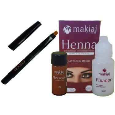 Imagem de Henna P/ Sobrancelhas Makiaj Makeup 1,5G Henna E 10ml Fixador + Mini P