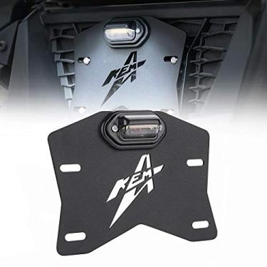 Imagem de KEMIMOTO Suporte de placa de licença UTV com luz universal de alumínio UTV Kit de placa de licença compatível com Can-Am Maverick X3 Polaris RZR Ranger Defender Cfmoto Zforce Uforce Carrinho de golfe