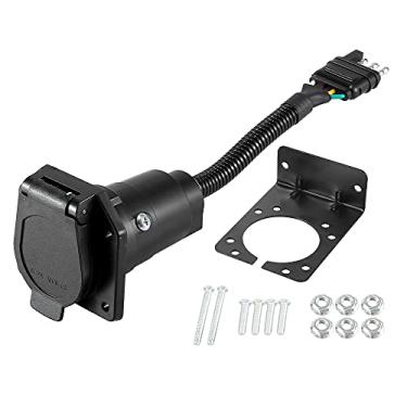 Imagem de X AUTOHAUX Conjunto de plugues de cabos de 4 pinos para 7 pinos 4 fios com suporte de montagem de soquete conector