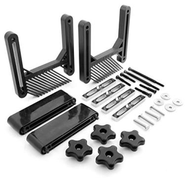 Imagem de Fulton — Placas de penas empilháveis de luxo duplas com blocos de elevação, barra de bloqueio de esquadria de alumínio e parafuso em T para montagem de trilho ou ranhura de esquadria ideal para serras de mesa e serras de fita