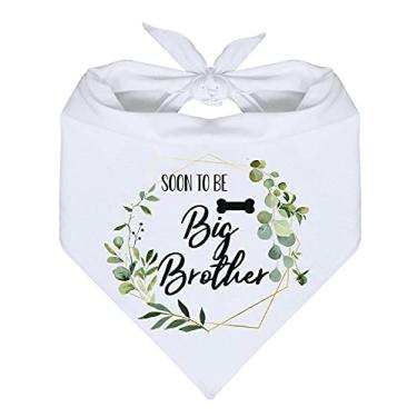 Imagem de YHTWIN Soon to Be Big Brother White Wreath Pattern Pet Dog Triangle Scarf Bandanas Babadores, acessórios para fotos reveladoras de gênero, presentes para amantes de cães de estimação