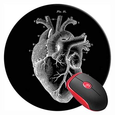 Imagem de Mouse Pad redondo tapete de mouse para jogos coração desenho anatômico cardiologista médico, base de borracha antiderrapante mousepad bonito mousepad para laptop computador PC escritório casa