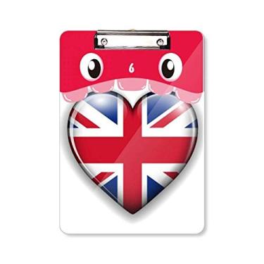 Imagem de Union Jack Placa de suporte para pasta de arquivo em forma de coração da Grã-Bretanha Reino Unido com bandeira da Grã-Bretanha Reino Unido A4