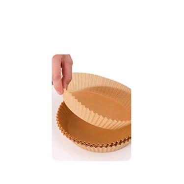 Imagem de Air Fryer 100 peças forros de fritadeira descartáveis antiaderentes, papel de assar fritadeira a ar óleo e à prova d'água, papel de silicone de dupla face para assar assar micro-ondas 15 cm