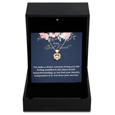 Imagem de SpreadPassion Colar de ouro com nó de coração, caixa de luxo para melhores amigos, presente para inspiração, ideias de joias para presente, presente personalizado, personalizado