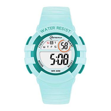 Imagem de Children Watch Eco-friendly Child Digital Watch Noctilucent Wrist Watch Student Time Clock Relógio de pulso para meninos e (círculo verde concha azul claro)-Relógios