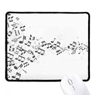 Imagem de Mouse pad preto torcido notas musicais branco borda costurada preta tapete antiderrapante jogo