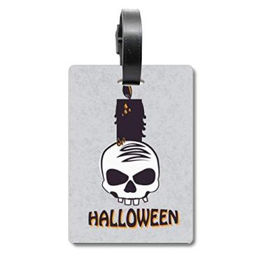 Imagem de Velas de Halloween, caveira, bruxa, bolsa, etiqueta para bagagem, cartão de bagagem, etiqueta