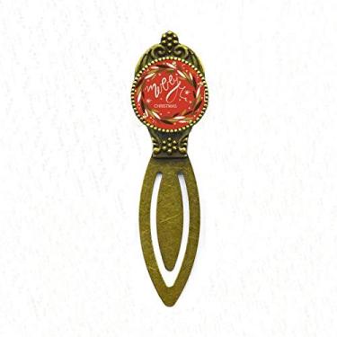 Imagem de Marcador de página com ilustração de folha de guirlanda colorida de Natal retrô para escritório