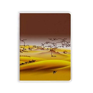 Imagem de Caderno de anotações sobre mapa de estrada da Seda com capa de goma do Desert Along the Way to the Silk