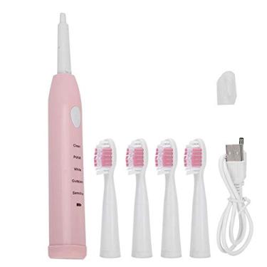 Imagem de Escova de dentes sônica, escova de dentes elétrica sônica recarregável USB, vibração de alta frequência para adultos viagem (rosa)