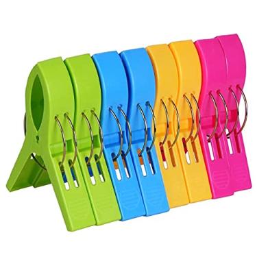 Imagem de Clipes para toalha de praia ExeQianming, 8 clipes para toalha de banheiro de plástico à prova de vento tamanho grande, prendedores de colcha para cadeiras de piscina, lavanderia, espreguiçadeiras e es