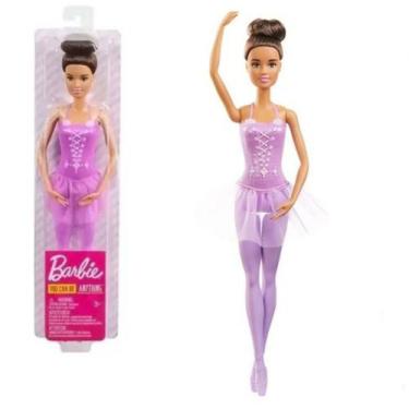Imagem de Boneca Barbie Morena Profissões Bailarina Clássica Roxa Mattel