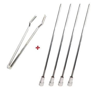 Imagem de Pegador De Carnes Inox E 4x Espetinho 60cm Coração Churrasco