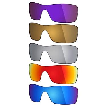 Imagem de 5 pares de lentes polarizadas de substituição Mryok para óculos de sol Oakley Batwolf – azul gelo/vermelho fogo/prata titânio/bronze dourado/roxo plasma