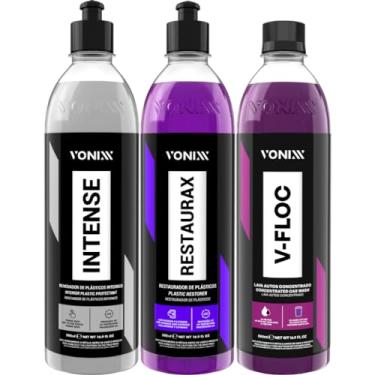 Imagem de Produto para Lavagem automotiva Shampoo V-Floc pH Neutro + Intense Revitalizador Interno + Restaurax Renovador Externo Vonixx