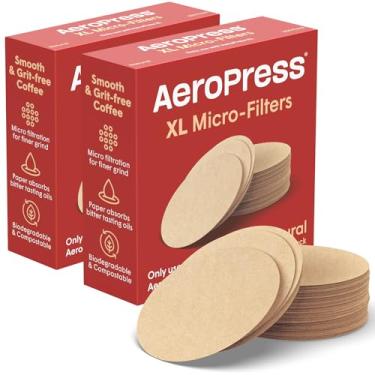 Imagem de AeroPress XL microfiltros de papel natural, filtros de café redondos não branqueados para cafeteiras, acessórios essenciais para café, tamanho XL, pacote com 2, 400 unidades