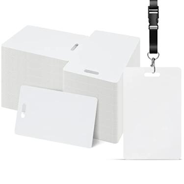 Imagem de Uzant Pacote com 500 cartões brancos de PVC com furador vertical no lado curto, tamanho de cartão de crédito padrão CR80 de 30 mil, cartões em branco de plástico para crachás de identificação