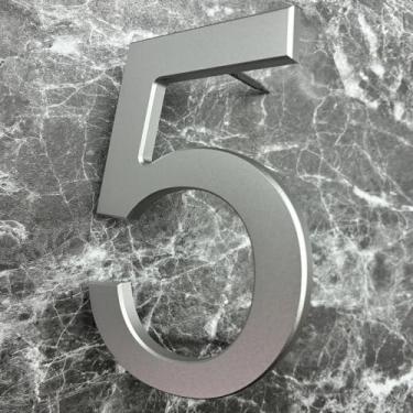 Imagem de TripDock Números de casa de upgrade premium - Número de endereço residencial flutuante de 15 cm de altura - Números de caixa de correio de alumínio antidesbotamento/Acabamento prateado elegante/Número