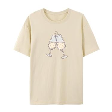 Imagem de Camiseta com estampa engraçada clink Glasses para homens e mulheres, Caqui, XXG