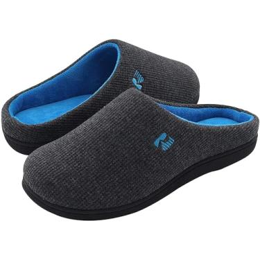 Imagem de Pantufa masculina RockDove original de espuma viscoelástica de dois tons, Dark Gray/Blue, 11-12